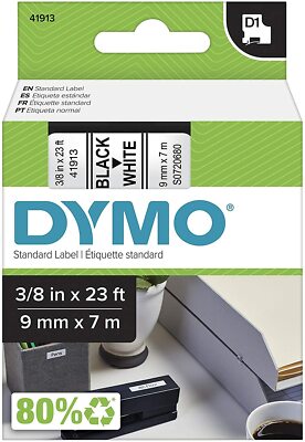 Original Dymo D1 Schriftband 40913 / 41913, 9 mm x 7 m schwarz auf weiß, S0720680