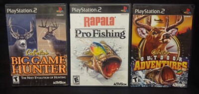 Cabela's Big Hunter Outdoor Rapala Fishing PS2 PlayStation 2 3 Game Lot Works