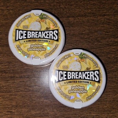 2x Ice Breakers Golden Pineapple Mints 1.5oz Pucks - Discontinued - SUGAR FREE