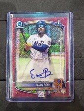 2025 Bowman Chrome Elian Pena Auto Red Shimmer Refractor 1st Prospect 4/5 NOP