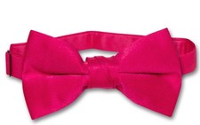 Vesuvio Napoli Boys BOWTIE Solid HOT PINK FUCHSIA Color Youth Bow Tie