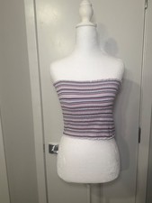 Hollister Women’s Striped Strapless Tube Top Multicolor Casual Crop Y2K Medium