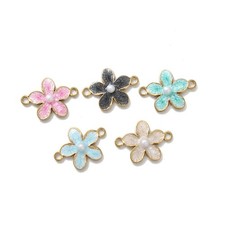 10pcs 18k gold stainless steel enamel flowes connector pendant