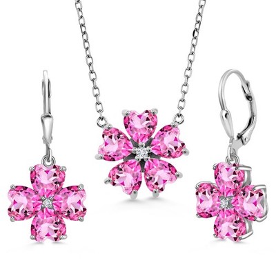 925 Sterling Silver Pink Mystic Topaz and White Lab Grown Diamond Pendant