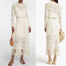 $1000 Zimmermann Cira Ribbon Lace Midi Dress Ivory US Sz 4 P Small Resort