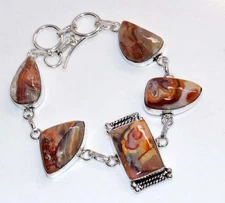 925 Silver Plated Classy Mexican Laguna Lace Bracelet Gemstone 8.5" GW