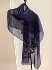 NWT Talbots large 92% Wool 8% Silk Scarf Shawl Hand Embroidered Navy Blue $149+ — photo 1
