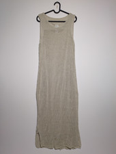 Zenergy By Chicos Size 2 Large Maxi Dress Knitted Linen Blend Beige Shimmer