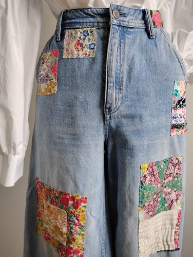 Pilcro Letterpress Upcycled Liberty Art High Waist Hemp Cotton Jeans Size 28