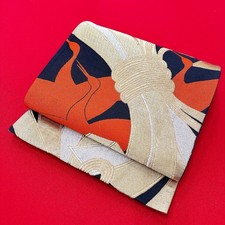 Japanese Kimono Obi 'FUKURO OBI' Silk/Gold/Crane/Gorgeous/Traditional N1138