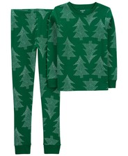 Kids 4-14 Carter's 2-Piece Christmas Tree Print Pajamas, Boy's, Size: 8, Green