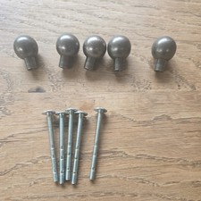 Set of Five Small Metal Cupboard Door Knobs