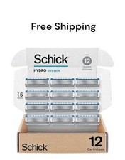 Schick Hydro Dry Skin Razor Refills for Men, 12 Count