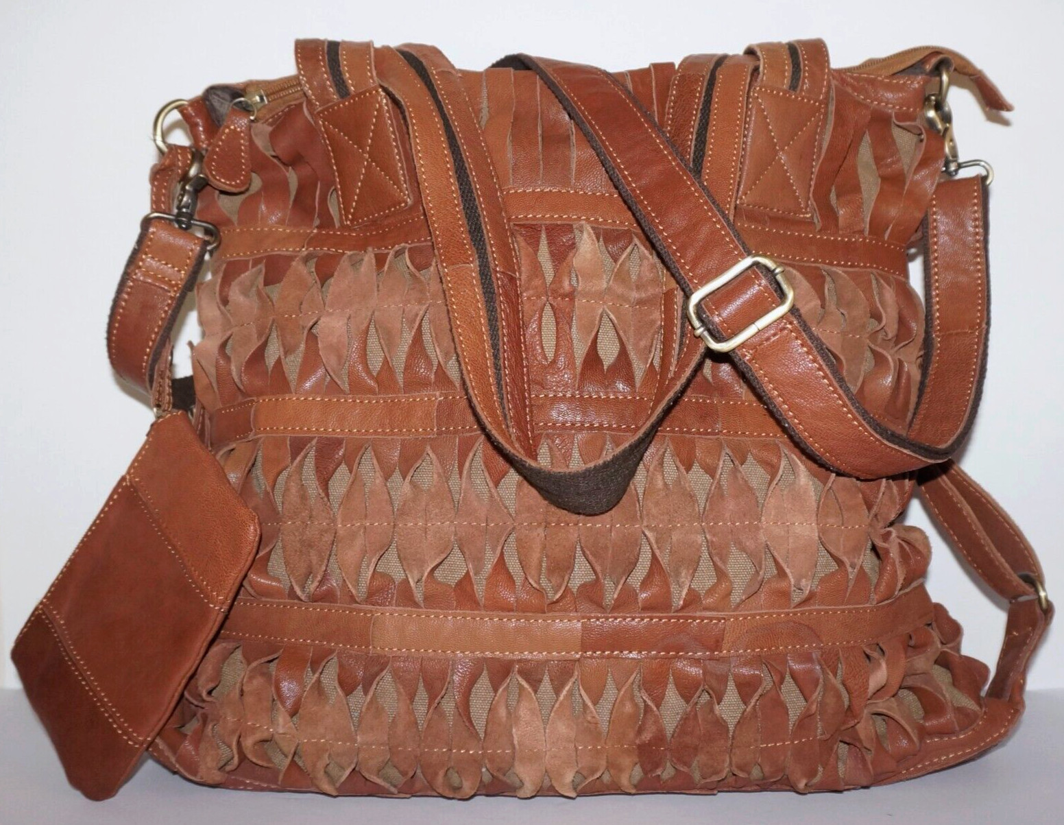 AMERI-LEATHER Large Cedar Tan Leather Tote Crossb… - image 1