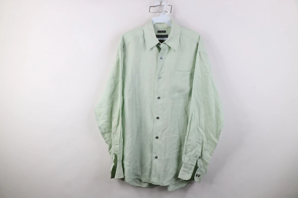 トップス 00s Banana Republic Irish Linen Shirt Banana Republic Linen Long Sleeve Solid Casual Button-Down Shirts