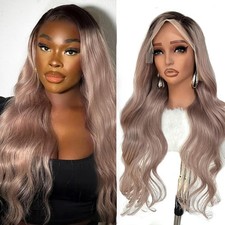 100  HUMAN HAIR LACE FRONT WIGS OMBRE ASH BLONDE BODY WAVE