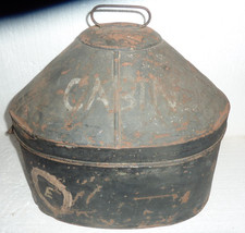 Antique Royal Navy Metal Officer's Hat Case S.G Nardel Cabin E Copper Plated