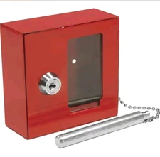 Barska Small Breakable Emergency Key Lock Metal Box with Attached Hammer - Red