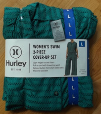 New NWT Ladies HURLEY Large L Teal Swim Cover-Up Set Crochet Lightweight