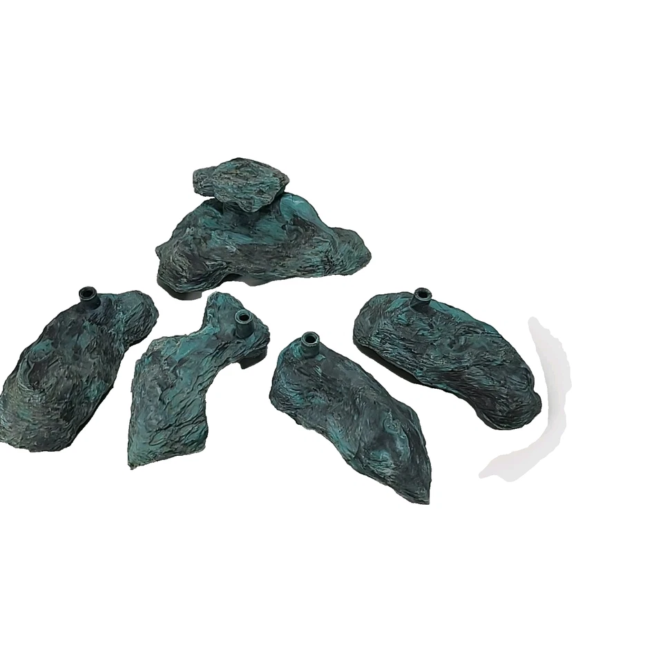 Juego de 5 rocas Penn Plax Lok años 80 plástico aguamarina/verde a presión de colección acuario Foto 4 de 4