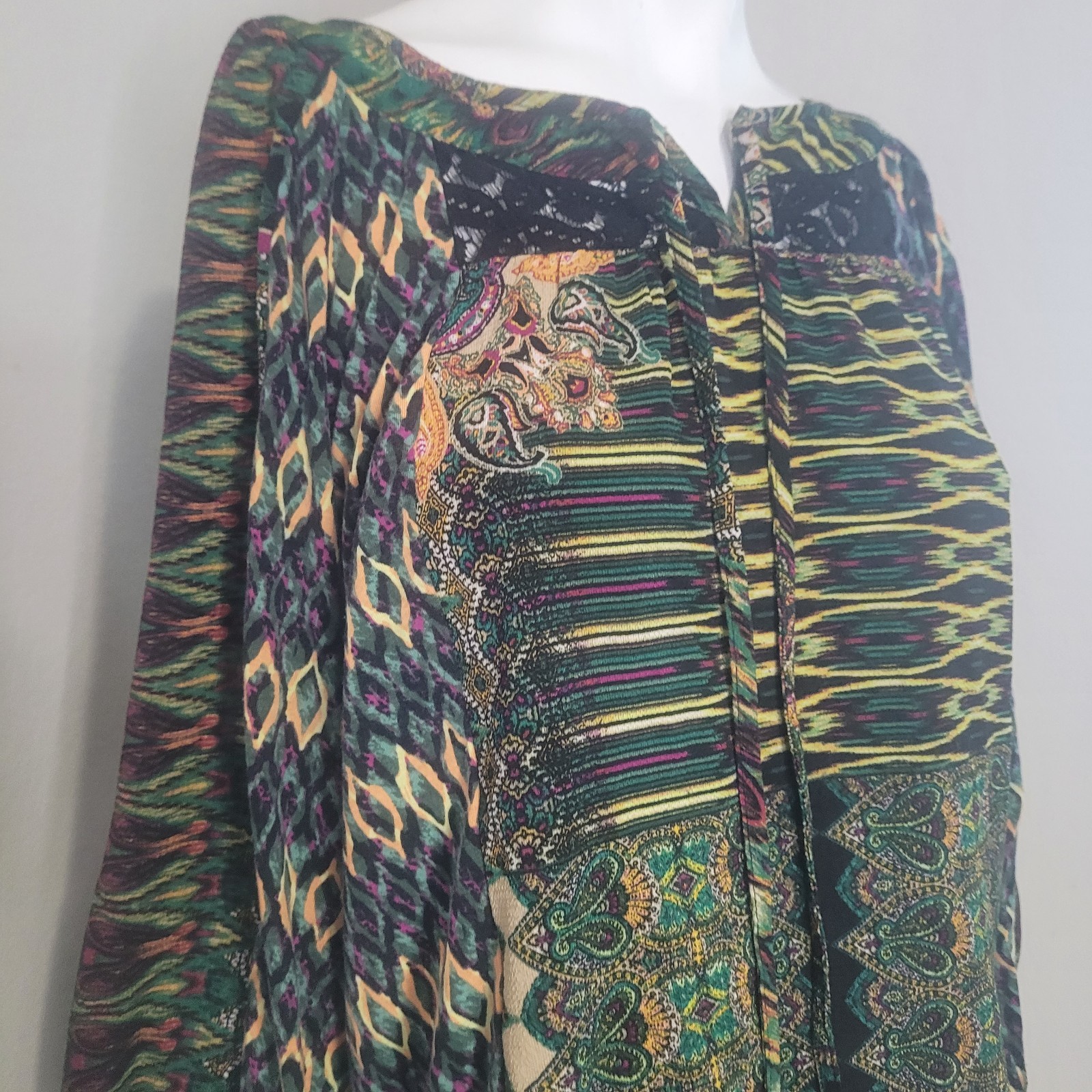 Fig & Flower Large blouse patchwork geometric tex… - image 5