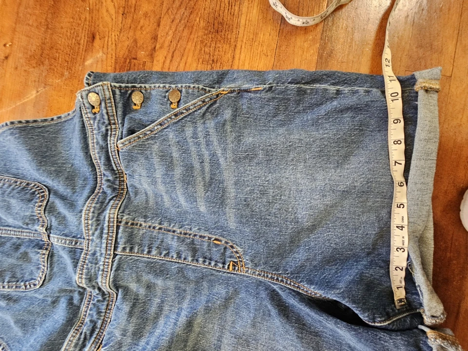 Macacão J.Crew azul denim tamanho grande vestuário de trabalho shorts multibolsos tamanho XL - Imagem 4 de 4