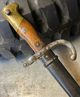 WW1 French Mle.1874 Gras Sword Bayonet & Scabbard Matching No's – ‘As Found’