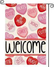 Valentines Day Garden Flag 12X18 Inch Double Sided Outside, Welcome Candy Love H