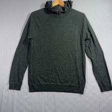 Vince Sweater Mens Medium Green Merino Wool Hooded Lightweight Pullover Knit