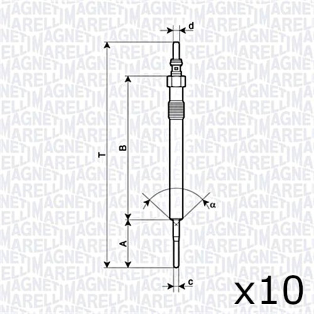 MAGNETI MARELLI Glow Plug X10 Pcs For OPEL VAUXHALL Astra J GTC 1214098