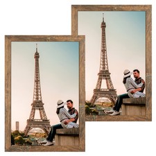 12x18 Picture Frame Wood Pattern Rustic Brown Poster Frame Set of 2, Wall Mou...