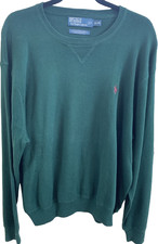 Polo Ralph Lauren Men's Cotton Crewneck Sweater XL Green Exc Cond Holidays 