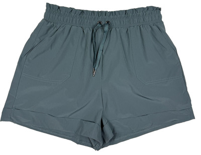 Danskin Shorts Women's Large Gray Cuffed Hem Drawstring Paperbag Waist Pull On