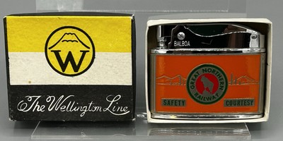 #ad Vintage RARE VERSION quot;GREAT NORTHERN RAILWAYquot; Wellington Lighter NEW IN BOX $55.00