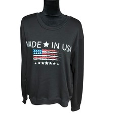 Green Goddess Sweatshirt 1X Black Made In USA Flag Graphic NWT Patriotic
