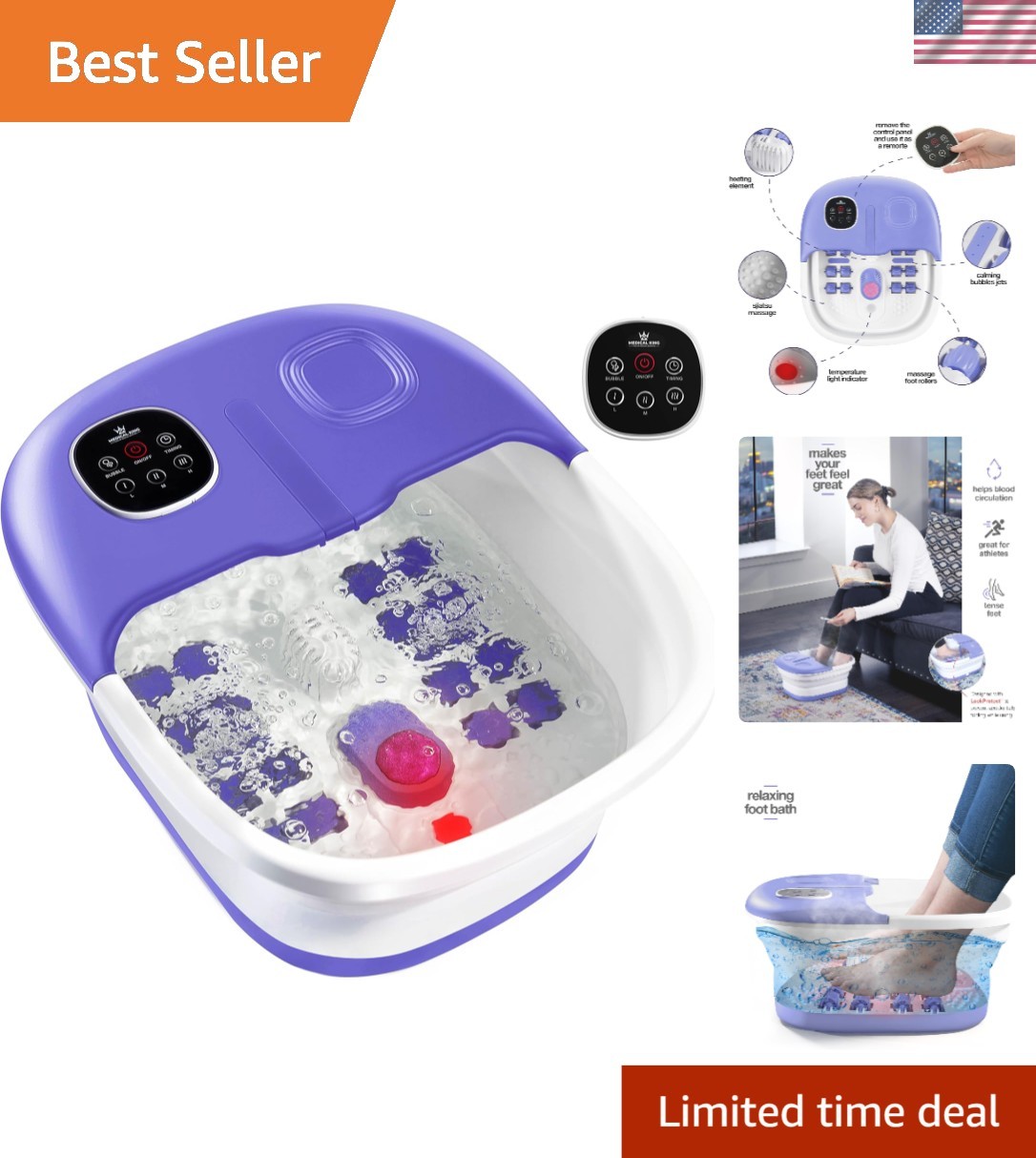 Ultimate Foot Spa Experience - Heated Massager with Waves of