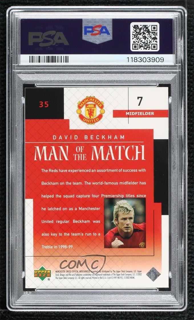 2002 Manchester United Man of the Match David Beckham #35 PSA 10 GEM MT 8uc view 2