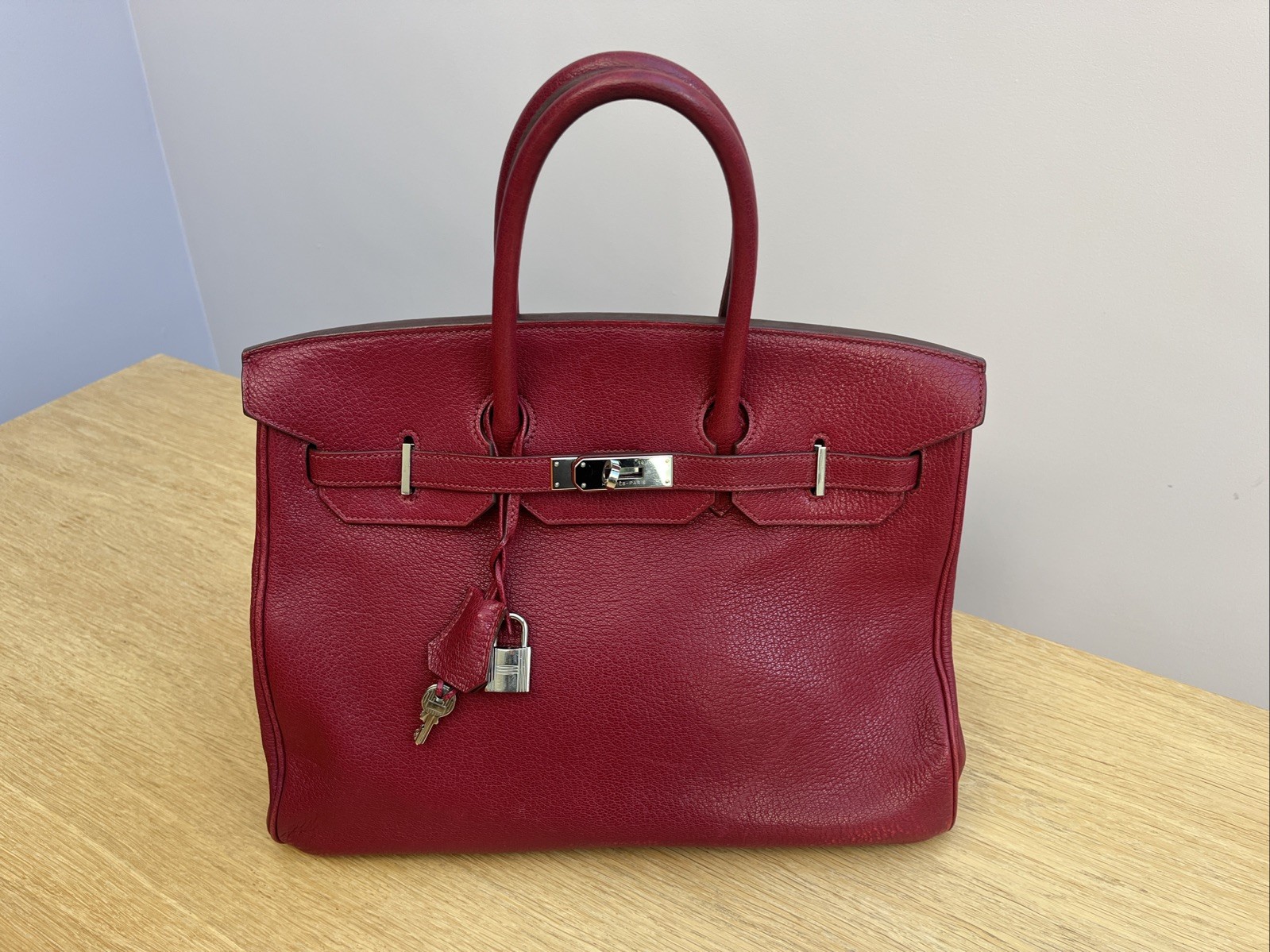 Hermès Birkin 35 Framboise Chèvre Mysore Palladium 2010  + Bababebi Auth