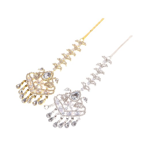 Elegant Geometric Forehead Chain Decoration Bohemian Tassel Rhinestone Headpiece - Bild 7 von 15