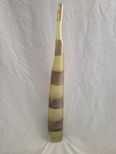 24" Vase mcm art Glass Sea Glass Yellowish Green Gold Silver Abstract Striped