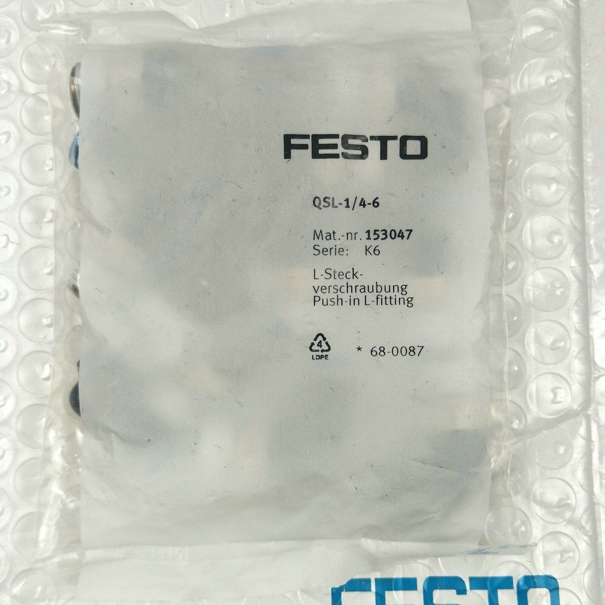 JW ✩.*˚ 10PCS FS Brand NEW QSL-1/4-6 153047 Quick Connector | eBay