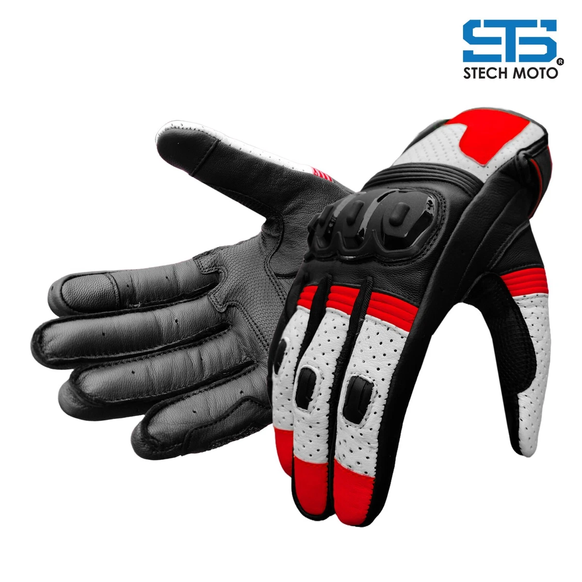 Guanti Moto Uomo In Pelle E Kevlar® - Mycl Turell, Modello Cross Stitch, Protezione Palmo Con DuPont™ Kevlar®, Touch Screen, Taglie Forti Fino A 5XL