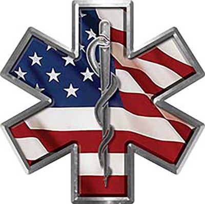 EMT EMS Star of Life Eagle American Flag DOMED decal 2/"  #EM51