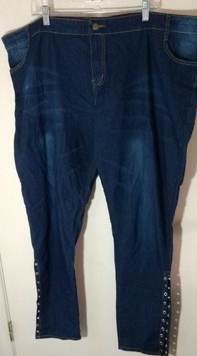 Blue Jeans Stretch Metal Grommet Design 