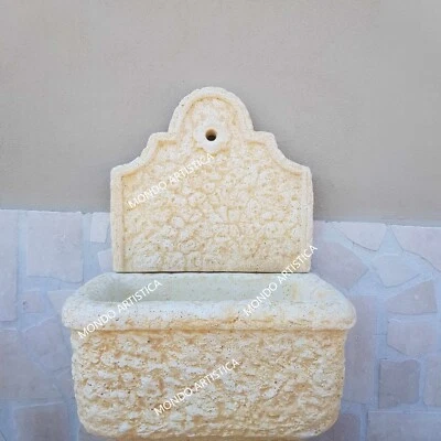 MONDO ARTISTICA LAVANDINO FONTANA A MURO DA PARETE LAVABO IN CEMENTO MARMO PIETRA DA GIARDINO