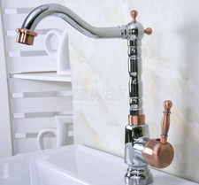 Chrome Red Copper Single Handle Bathroom Vanity Basin Mixer Tap Faucet Znf916