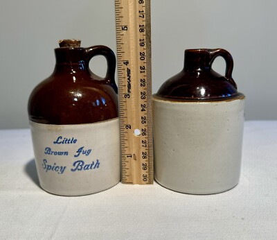 2 early pottery small jugs/ stoneware pottery /early pottery