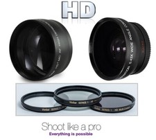 Hi-Def Wide Angle Telephoto and 3-Pc Filter Set For JVC Everio GZ-R560 GZ-R460