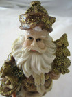 5" Gold Glitter SANTA CLAUS w/ Snowman Christmas Figurine Plastic Resin Holiday  — photo 2