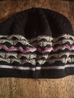Black Knit Beanie Hat W Green & Purple Stripes By FUR Cute & Warm  — photo 5